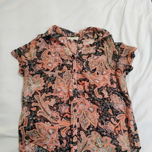 Jones New York Tops - Jones New York Black and Pink Paisley Sheet Button Down Shirt